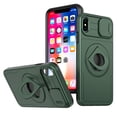 thumbnail image 1 of AUshell for iPhone X/XS Case, Slide Camera Window Compatible wth MagSafe Rotating Kickstand Ring Silicone Military-grade Drop Resistant for iPhone X/XS(6.1" 2018) Magnetic Shockproof Shell, Darkgreen, 1 of 6