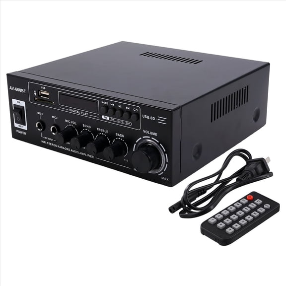 AV-660BT Bluetooth Sound Amplifier - Power Amplifier Support Bluetooth, FM Radio, USB, SD Card & Dual Mic Inputs US PLUG