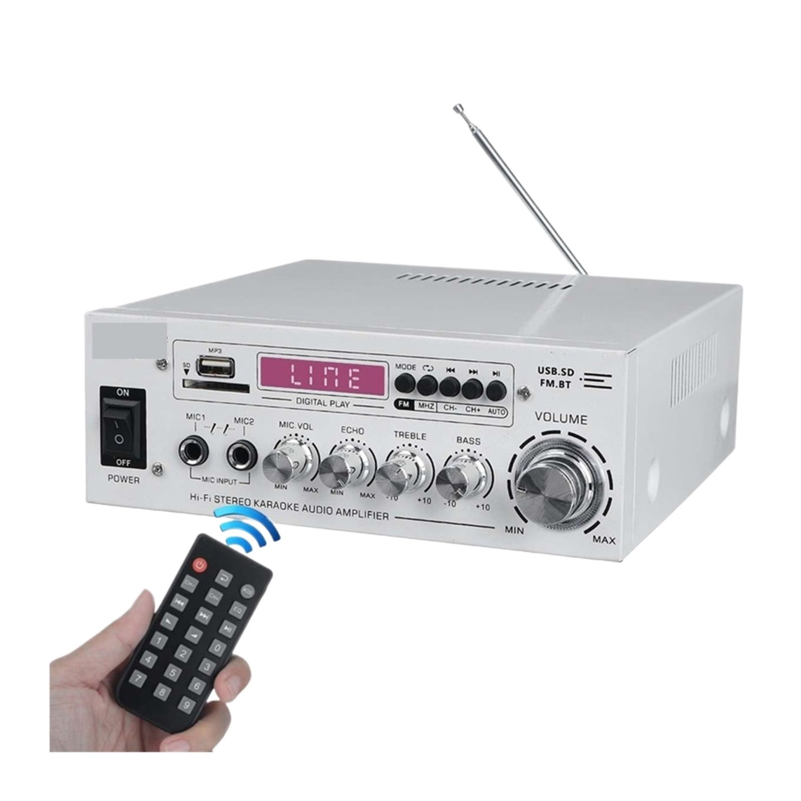 AV-660BT Sound Amplifier CH 2.1 Power Amplifiers For Home Car Meeting Theater AMP Support EQ FM USB SD Card 2 Mic Input