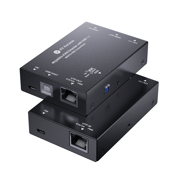 AV Access 4K HDMI & USB KVM Extender Over Cat6/6A/7 Upto 230ft, HDR10, HDCP 2.3, USB 1.1, Bi-Directional PoC, EDID Switch, Ultra-Slim Transmitter/Receiver for Retail & Control Systems (4KEX70-USB)