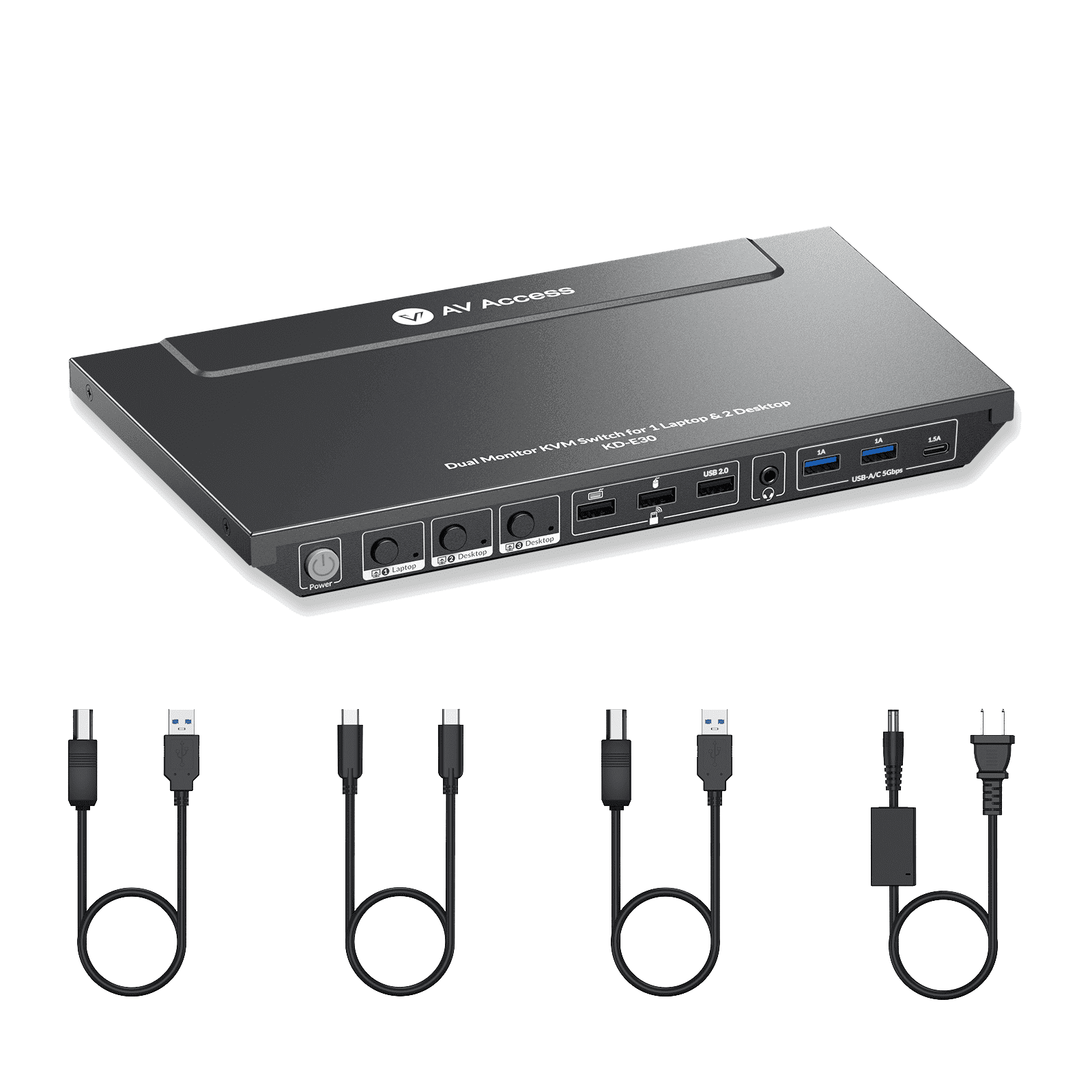 AV Access Docking Station KVM Switch 1 Laptop & 2 Desktop PCs, Dual 4K@60Hz Monitors, EDID Emulation, 100W USB C Charging, Gigabit Ethernet,High Refresh Rates,Ideal for Gaming, Office & Creative Work