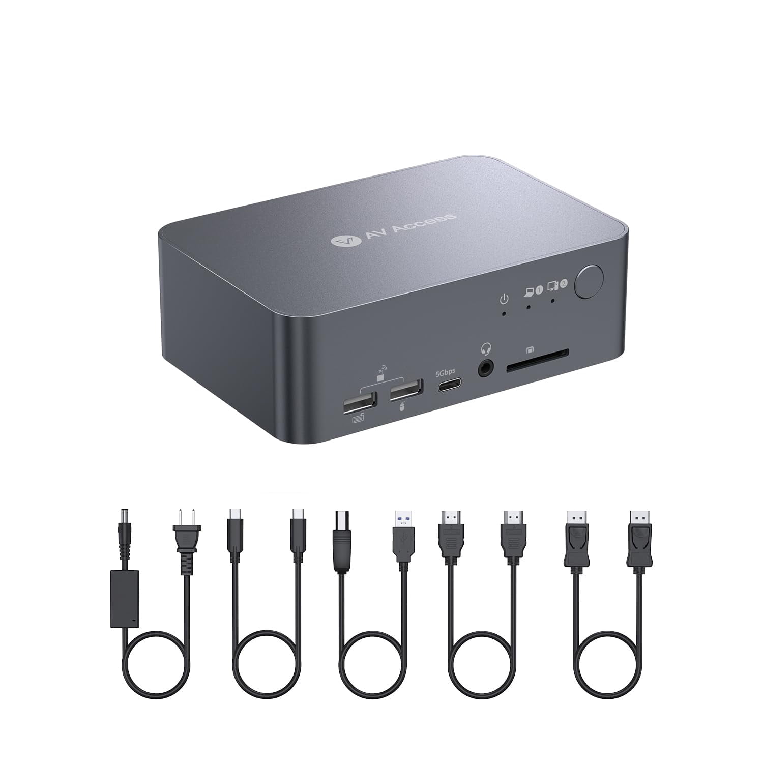 v AV Access USB-C KVM Switch Docking Station for 2 Laptops, 4K