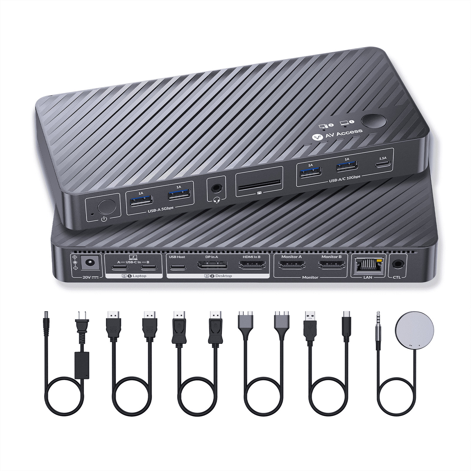 AV Access USB C KVM Switch Docking Station, 3-Port with HDMI for