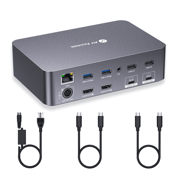 AV Access USB-C KVM Switch Docking Station for 2 Laptops, Dual 4K ...
