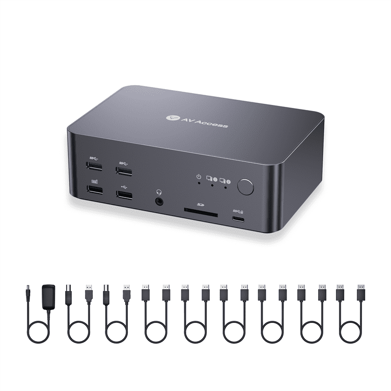 v AV Access 8K KVM Switch Docking Station for 2 PCs & Triple