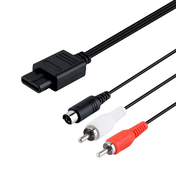 AV Cable 2-Pack for N64/SNES/GameCube, 6ft Composite Video Cord for Nintendo 64/Super Nintendo/GameCube Console, Replacement TV Connection Cable (2 Cables)