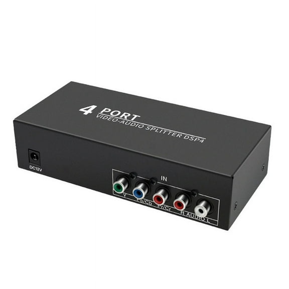 AV Component Video Audio Splitter 1 in 4 Out, 4-Way YPbPr L/R for DVD HDTV US Plug