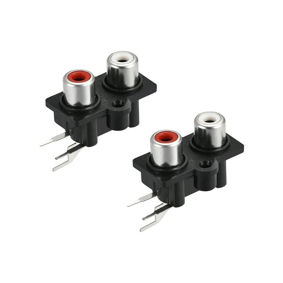 AV Concentric Outlet 2 RCA Female Jack 3-Pin Connector Socket Panel Mount 2Pcs