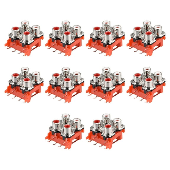 AV Concentric Outlet 4 RCA Female Jack 6-Pin Connector Socket PCB Mount 10Pcs