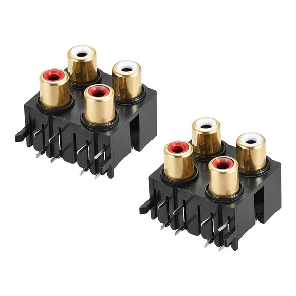 AV Concentric Outlet 4 RCA Female Jack 8-Pin Connector Socket Panel Mount 2Pcs