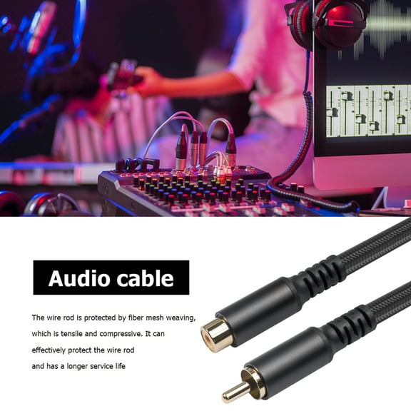 AV Extension Cable High Fidelity Stable Lossless Transmission Plug Play RCA Male to Female Lotus Head Extension Coaxial Line for Speaker,Black 1.8M