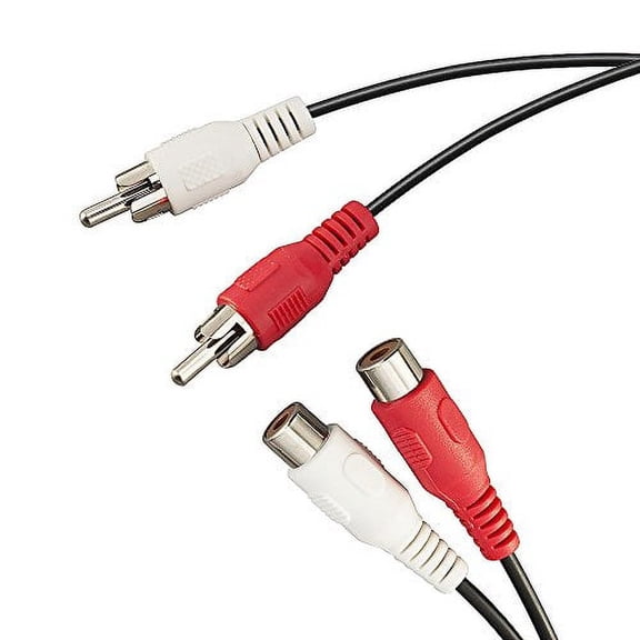 AV Extension Cable RCA Stereo Audio Extension Cable 2RCA Male to 2RCA Female Audio Extension Cable Red/White Connectors,10FT
