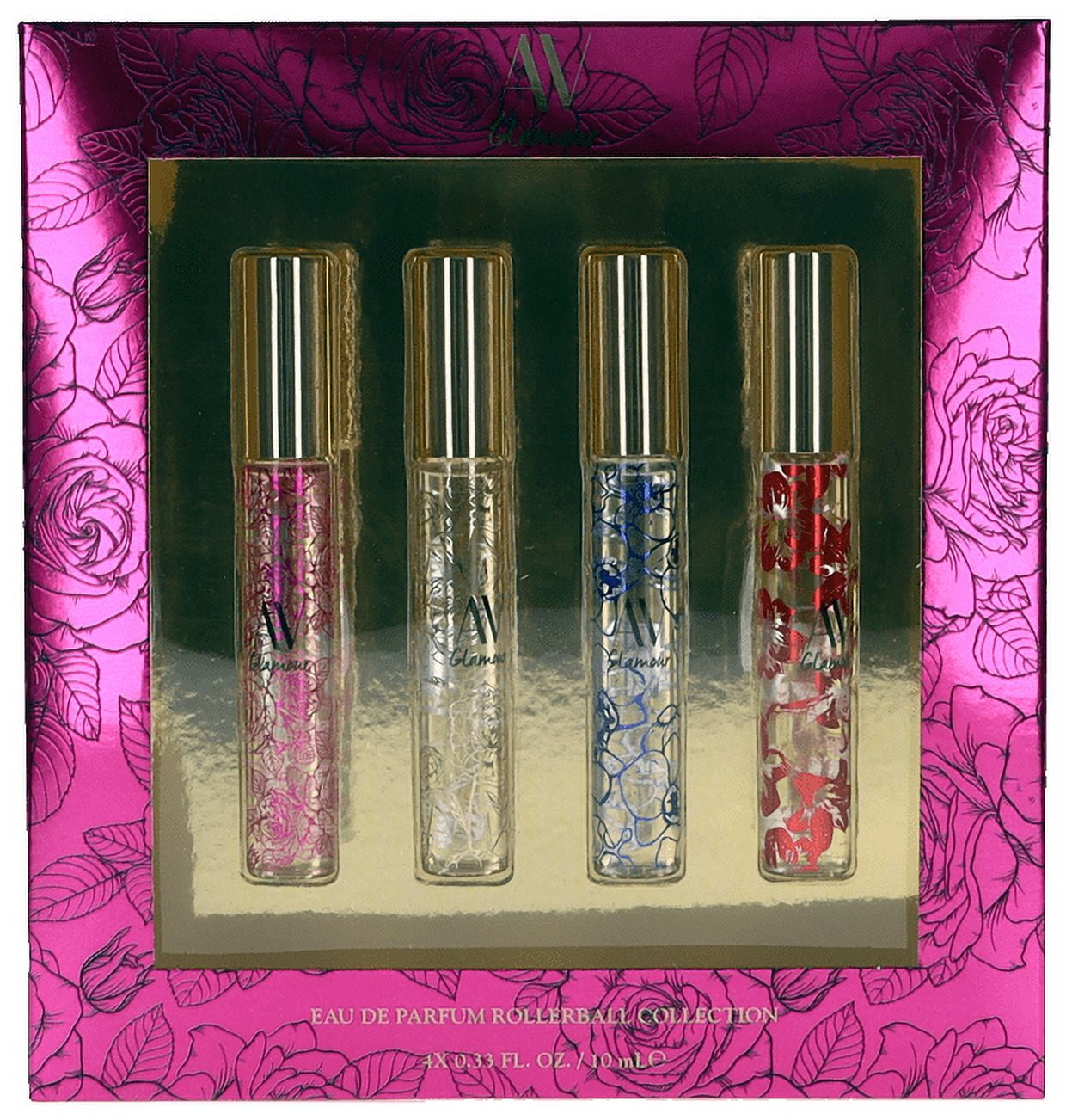 AV Glamour Rollerball Collection By Adrienne Vittadini For Women Set: EDP  x4 (0.33+0.33+0.33+0.33)oz NEW 