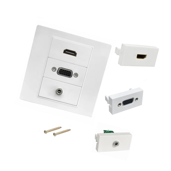 AV Interfaces Plate HDTV VGA 3.5mm Wall Plate Panel Durability Construction for Home Entertainment Systems