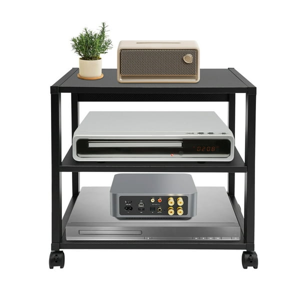 AV Media Stand, 3-Tier AV Media Stand, Audio-Video Media Stand with Wheels