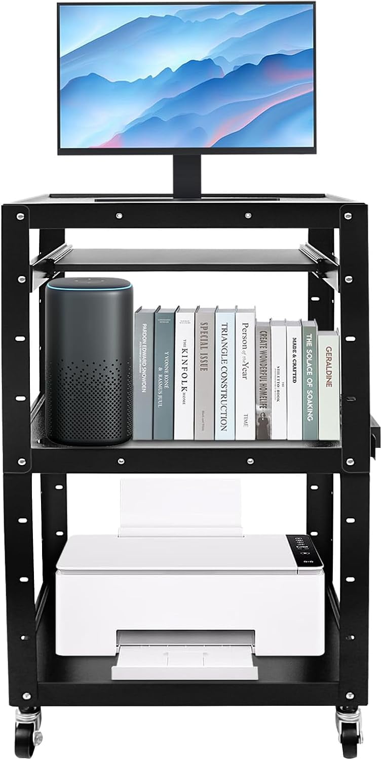 AV Presentation Cart with Keyboard Tray, Heavy Duty Mobile Workstation ...