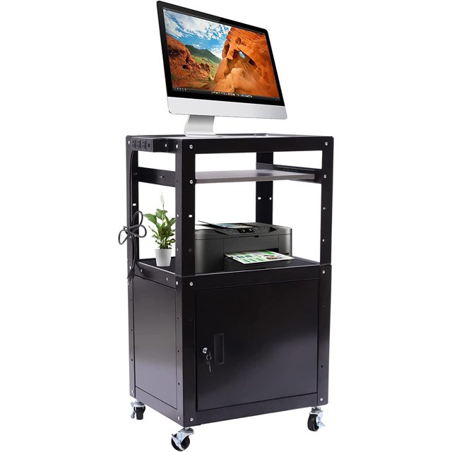 AV Presentation Cart Stand, 24 x 18 x 41.5inch Rolling Projector