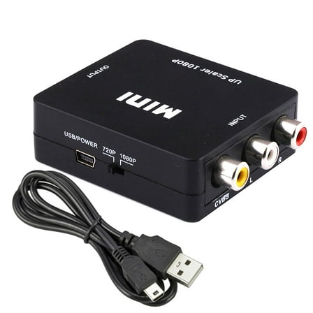 AV to HDMI Converter Adapter - 1080P HD RCA Composite CVBS Video Audio Converter to HDMI for DVD Player, Game Console, Camera to HDTV / Projector