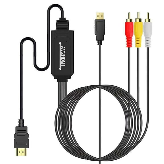AV to HDMI Converter Cable 1080P 60Hz Output Plug and Play for Connecting DVD Players and Cameras to HD Displays