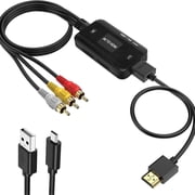 AV to HDMI Converter, HDMI Adapter, Composed of Male RCA HDMI Adapter with HDMI and Cable, 720/1080P Video Converter for PC TV Xbox PS4 PS3 STB VHS VCR DVD Chamber