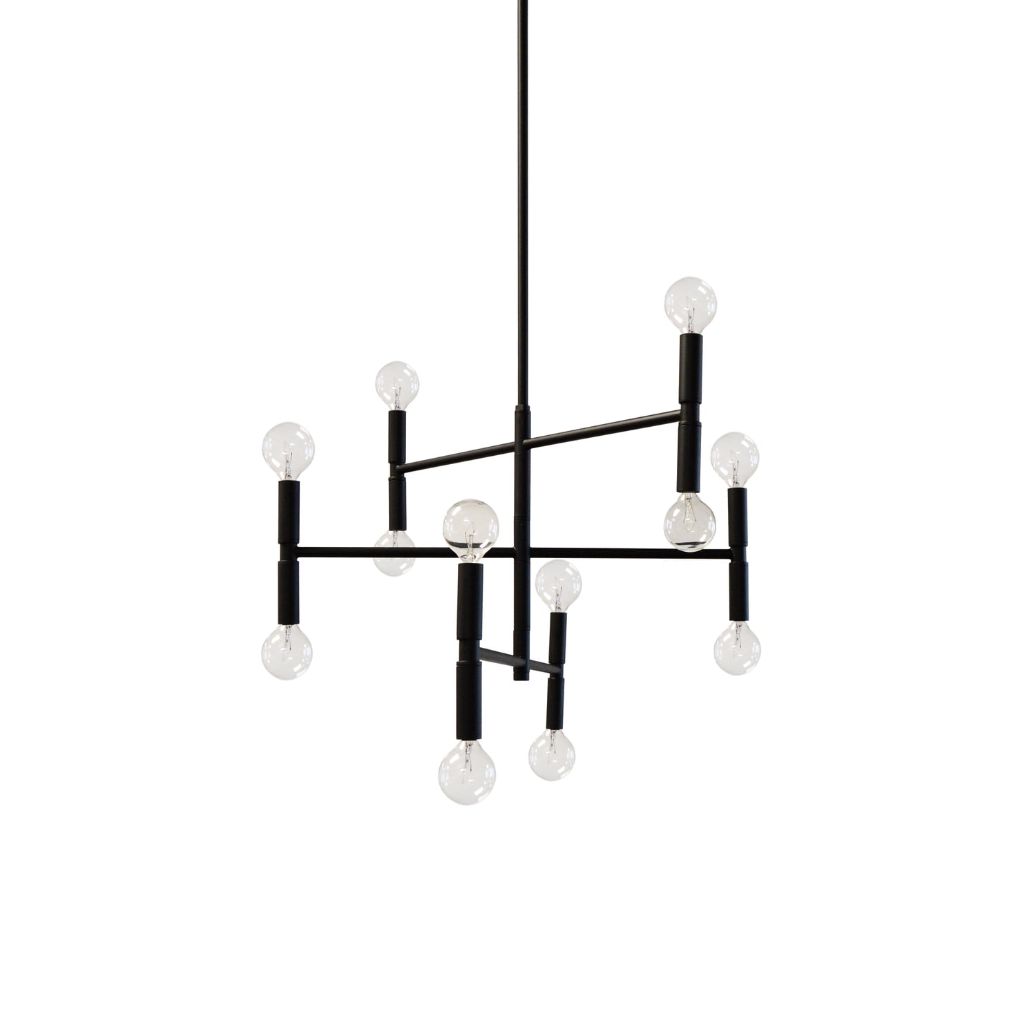 Mini Ava 12-Light Drum Chandelier in Matte Black
