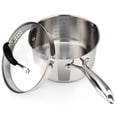 thumbnail image 1 of AVACRAFT Stainless Steel Saucepan with Glass Lid, Strainer Lid, Two Side Spouts for Easy Pour with Ergonomic Handle, Multipurpose Sauce Pan, Sauce Pot (5-Ply Capsule Bottom, 3.5 Quart), 1 of 6