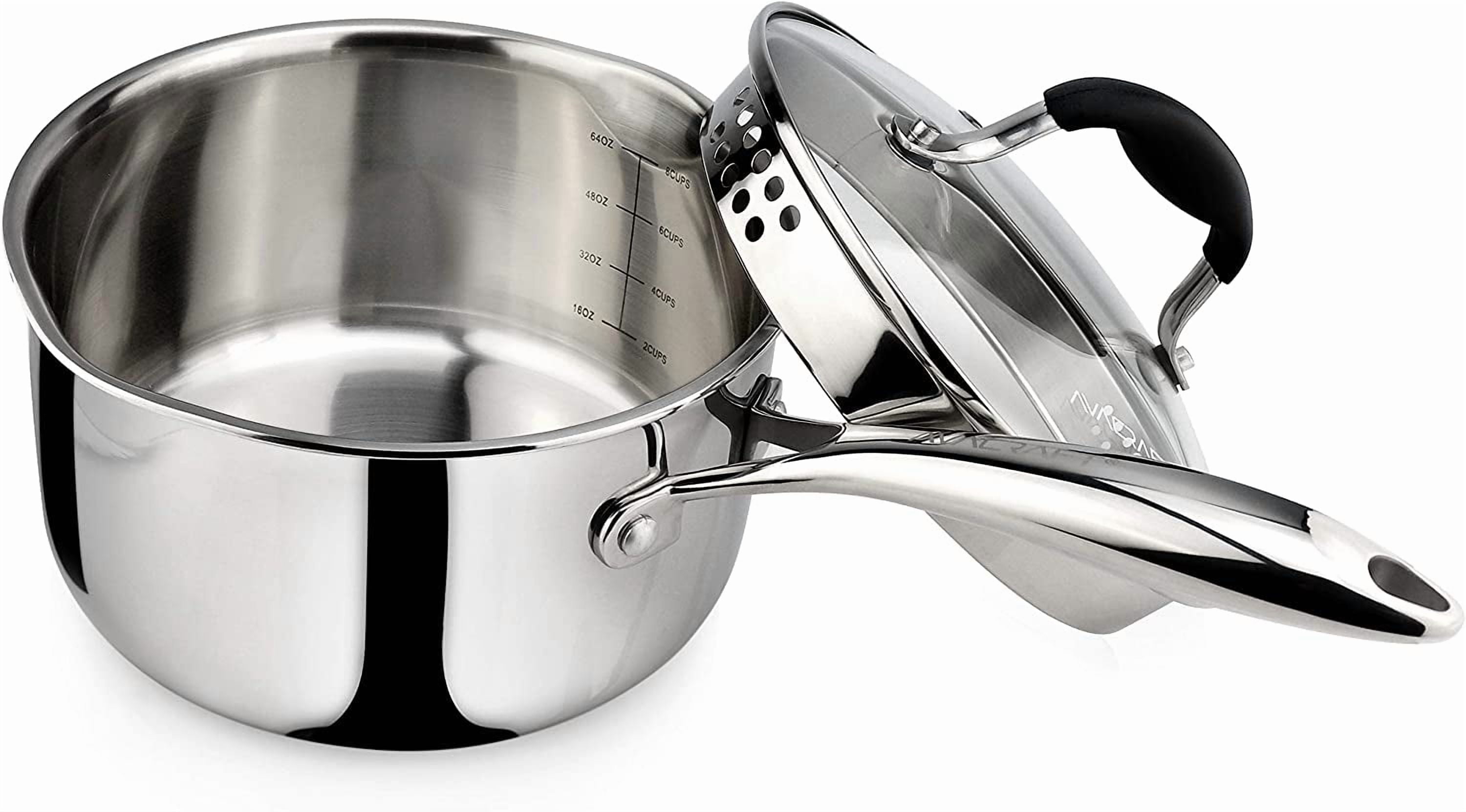Stainless Steel Saucepan with Glass Lid - Thumbnail 3
