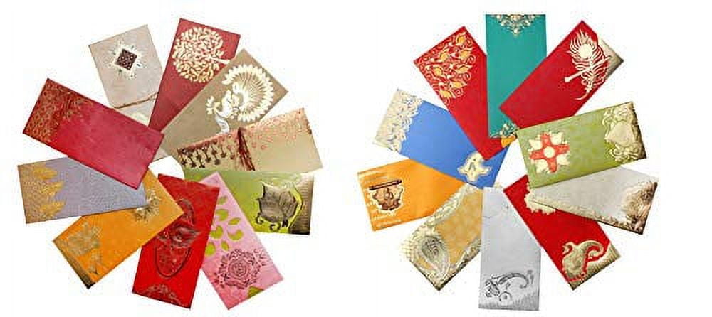 AVADOR Premium Shagun Gift Envelope (Pack of 20) Assorted Color Designs Money Holder Card Fancy Packet for Christmas Diwali Rakhi Easter Birthday Wedding Anniversary Designer Invitation Envelopes