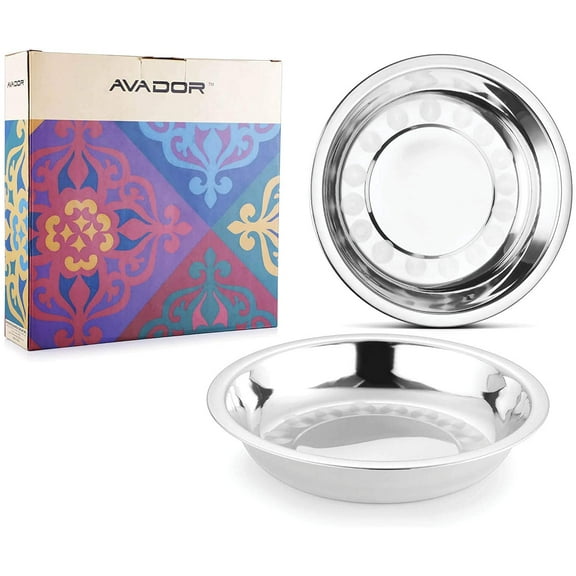 AVADOR Set of 4 Stainless Steel Camping Plate Set Great for Outdoors | Travel | Cabin | Environment Friendly | Camping