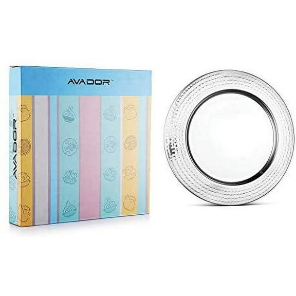 AVADOR Set of 6 Charging Plate Set Hammered Finish Stainless Steel | Dinnerware | Home and Food Service | Decor | Charger Plate Set