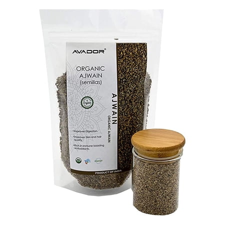 AVADOR USDA Certified Organic All Natural Ajwain Seeds 200 Grams Digestion Support | Indian Spice | Non GMO | Gluten Free