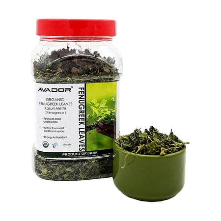 AVADOR USDA Certified Organic All Natural Fenugreek Leaves 100 Grams Kasoori Methi | Indian Herb | Non GMO