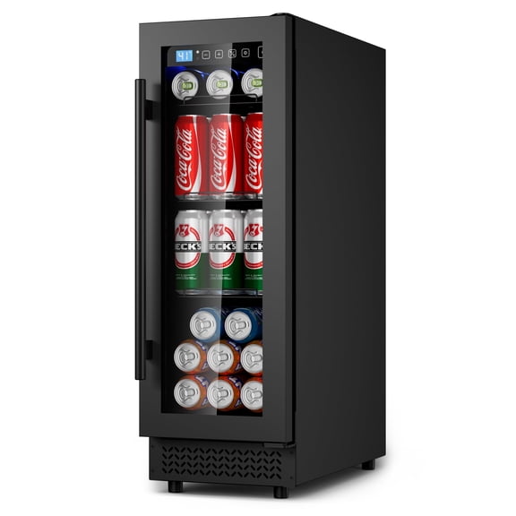 AVAHUM 12 Inch 60-Can Under Counter Beverage Refrigerator, Professional Built-In Drink Cooler, Round Handle
