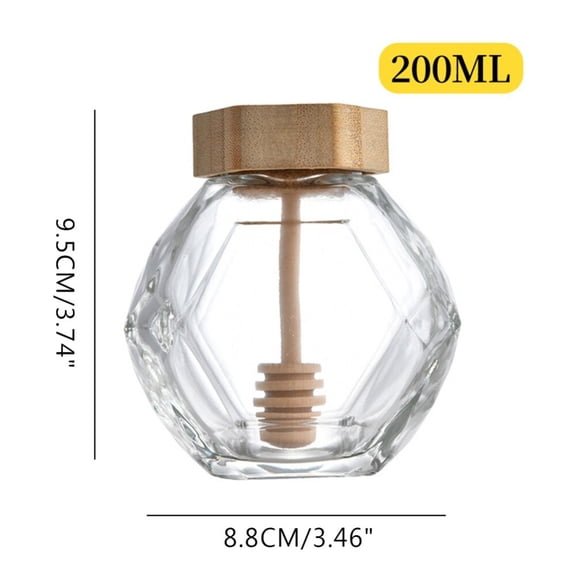 AVAIL AVAIL six ridges Glass Honey Jar with Stir Bar and Lid Syrup Jar 200ML/380ML Cork cover Better sealing performance