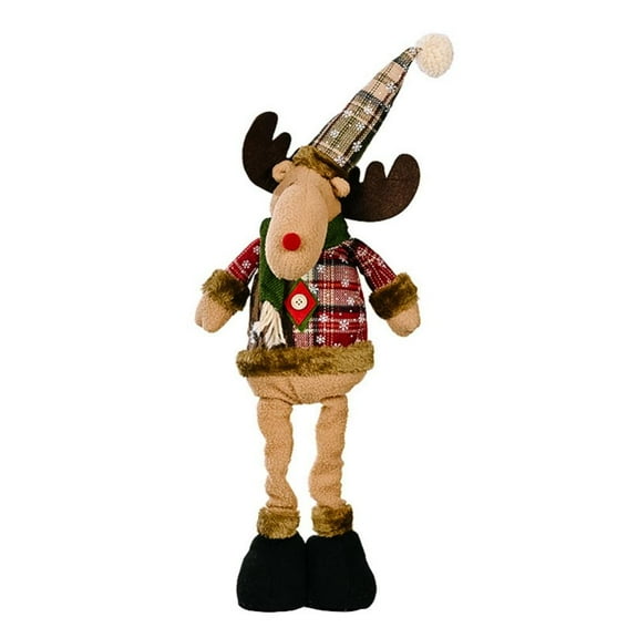 AVAIL Christmas Sitting Santa Claus Snowman Reindeer Christmas Ornament Long Legs Table Fireplace Decor Home Decoration Christmas Figurines Plush (Santa Claus, Snowman, Elk)