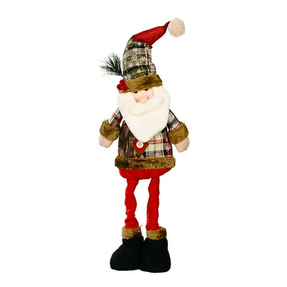 AVAIL Christmas Sitting Santa Claus Snowman Reindeer Christmas Ornament Long Legs Table Fireplace Decor Home Decoration Christmas Figurines Plush (Santa Claus, Snowman, Elk)