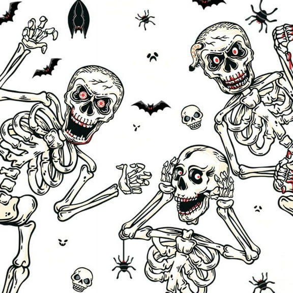 AVAIL Halloween Skeleton Ghosts Bats Wall Stickers Window Decals for Home Party Window Glass Decorations