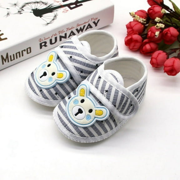 AVAIL Infant Cartoon Bear Pattern Stripes Soft Sole Toddler Shoes 0-18M