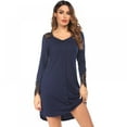 thumbnail image 1 of AVAIL Nightgown Womens Long Sleeve Warm Sleepwear V-Neck Lace Loungewear S-XXL, 1 of 6