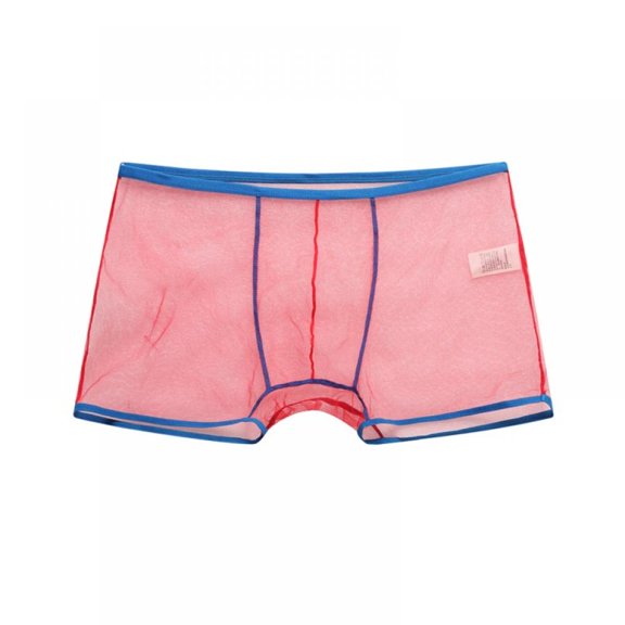 AVAIL Sexy Mesh See Through Men Boxers Shorts Breathable Transparent Spandex Solid Boxer Shorts Underpant,Blue