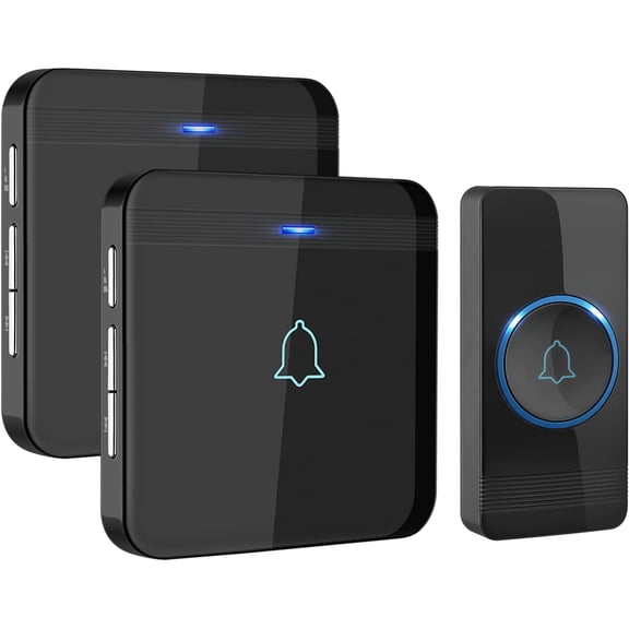 AVANTEK Wireless Doorbell, Waterproof Door Bell Chime Operating at over 1300 Feet, Classroom Doorbell with 52 Melodies, CD Quality Sound and LED Flash, 1 Button + 2 Plug-in Receivers, D-3B