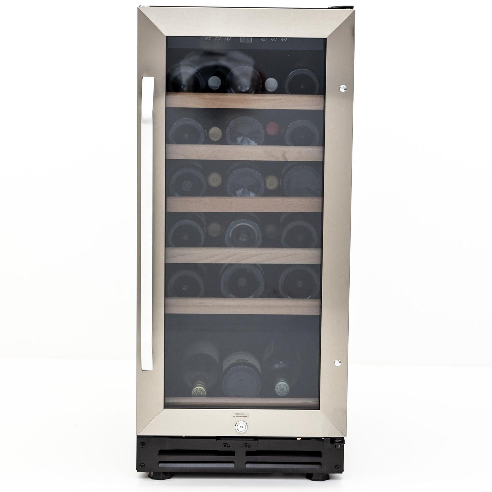 Avanti 30-Bottle Black and Stainless Steel Freestanding Wine Cooler