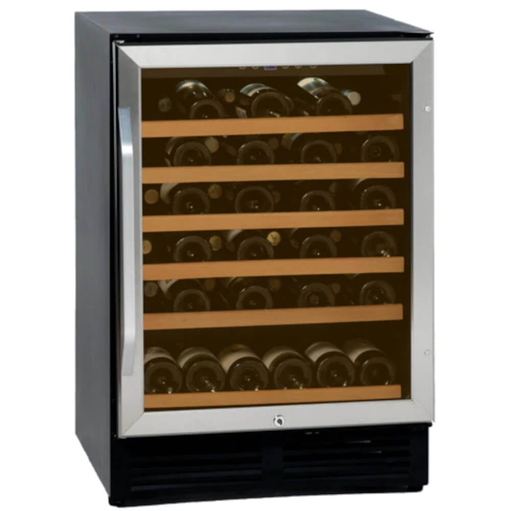 50-Bottle Black and Stainless Steel Freestanding Wine Cooler with Glass Door
