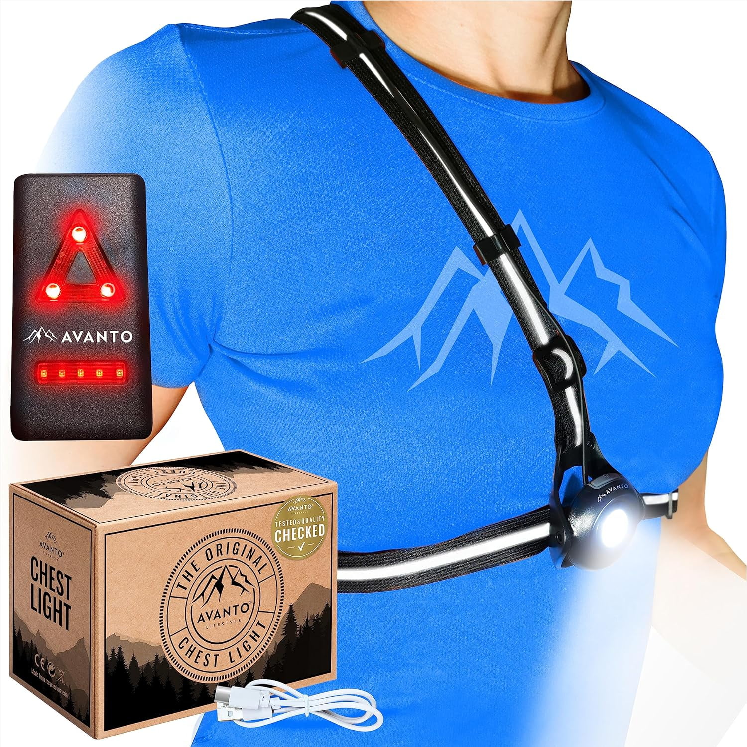 AVANTO Chest Running Light for Runners and Joggers with Adjustable Beam