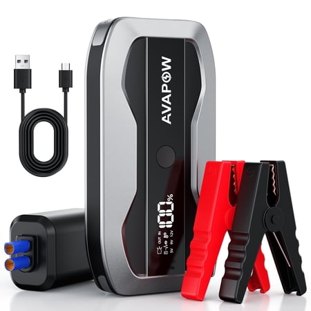 AVAPOW 2000A Car Jump Starter, 12V Battery Booster, Portable Power Pack with USB Quick Charge 3.0, LED Light, Safe & Easy to Use