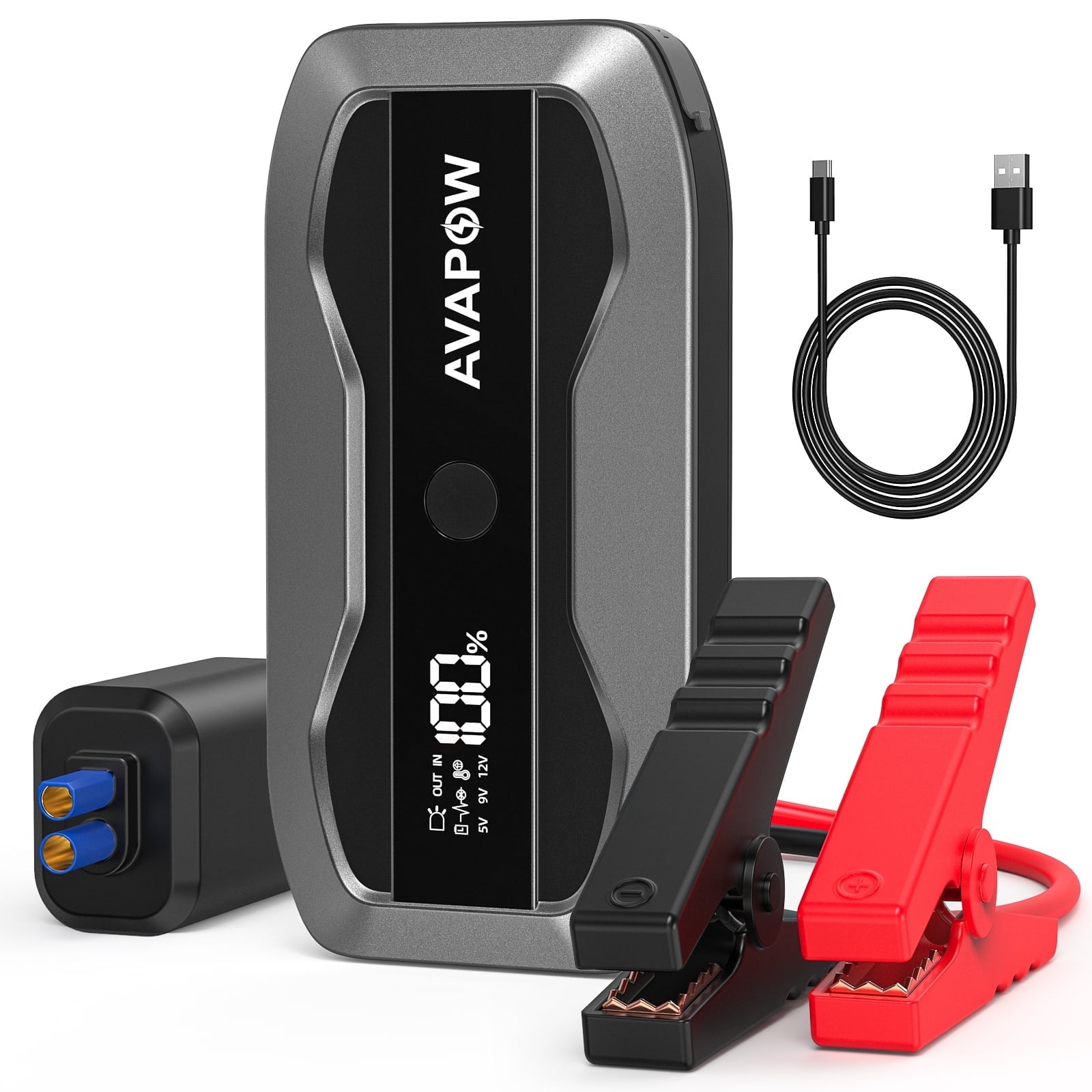 AVAPOW 2000A Car Jump Starter, 12V Battery Booster, Portable Power Pack with USB Quick Charge 3.0, LED Light, Safe & Easy to Use
