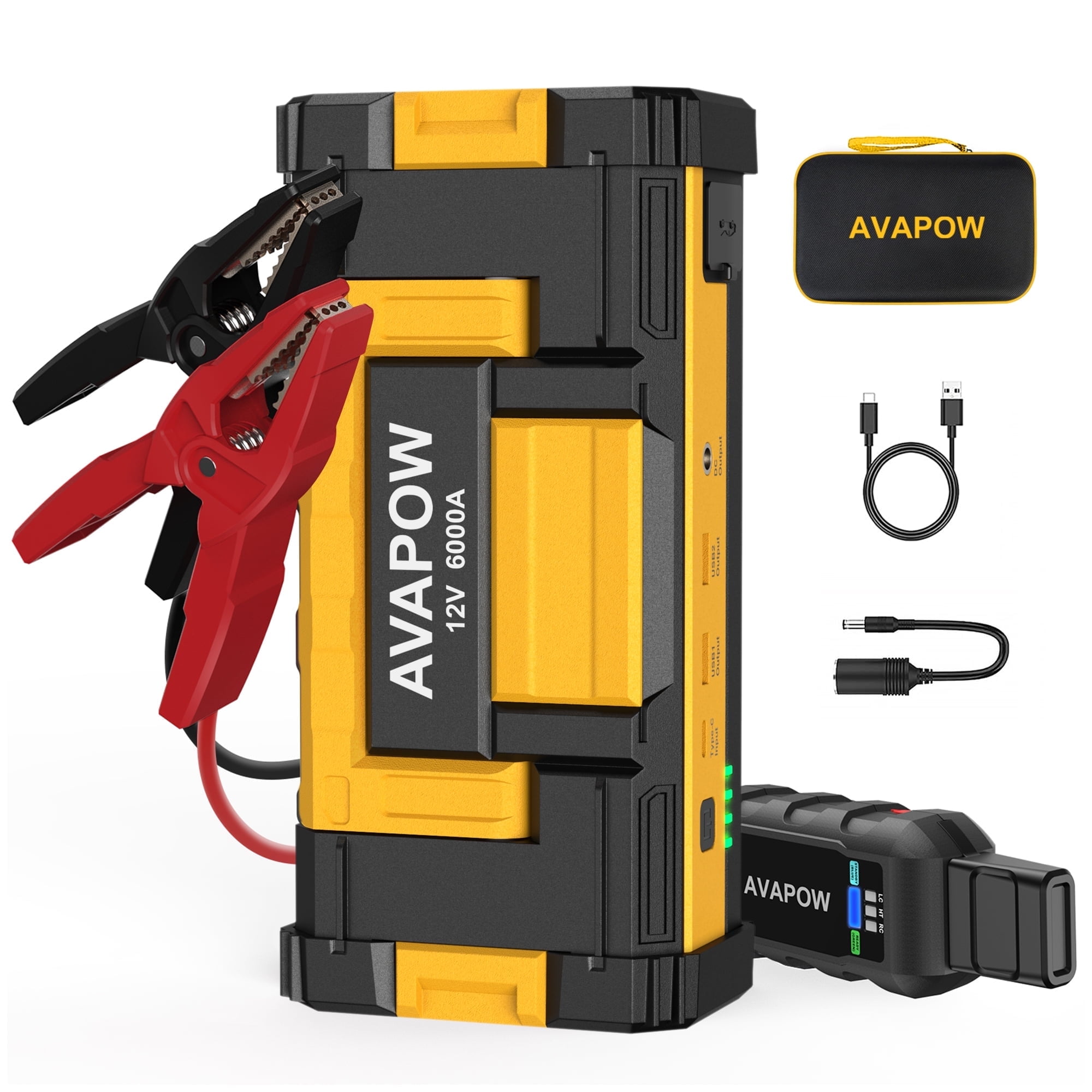 AVAPOW Arrancador de batería portátil de 2000 A para automóvil con carga  rápida USB dual 3.0 (hasta 8.0 L de gas o 6.5 L de diésel), caja de salto  de