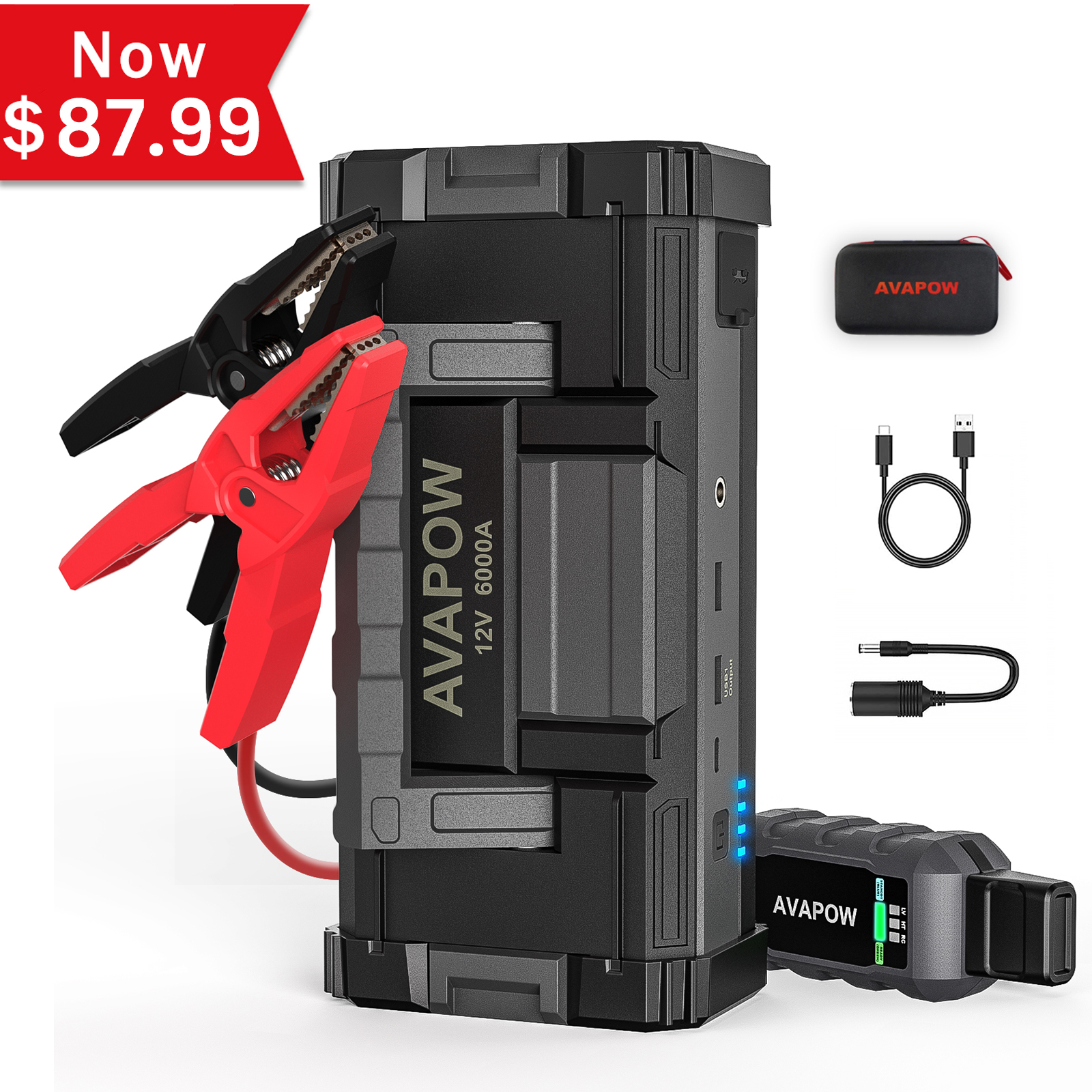 Andeman 4000 Amp Jump Starter with 65W Dual USB FastCharge, 24000mAh