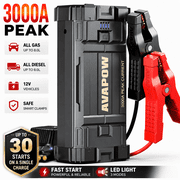 AVAPOW Car Jump Starter, 3000A Peak 23800mAh Battery Jump Booster, 12V Portable Jump Box for Up to 8L Gas 8L Diesel Engine, Battery Starter with Jumper Cables, LCD Display, Lights