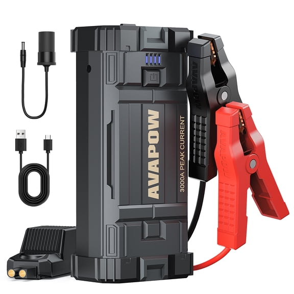 AVAPOW 3000A Peak 23800mAh Battery Jump Starter,12V Portable Battery Booster for Up to 8L Gas 8L Diesel Engine,Jump Charger Pack Box with SOS Strobe Flashlight